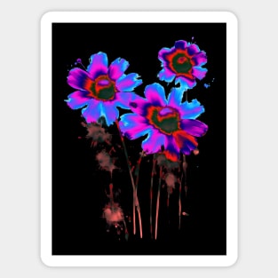 Colorful Psychodelic Flowers Magnet